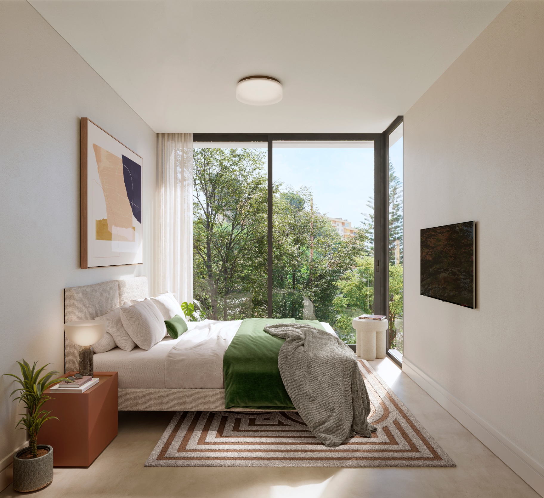 Dormitorio principal luminoso con vistas al arbolado